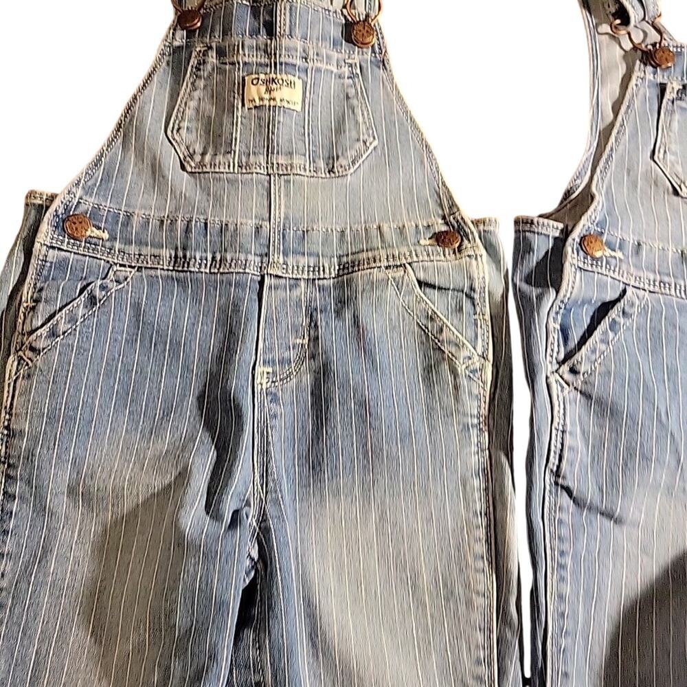 Oshkosh Toddler Girls Overalls Sz 18m Vestbak Pink Pinstriped Blue Jeans Denim